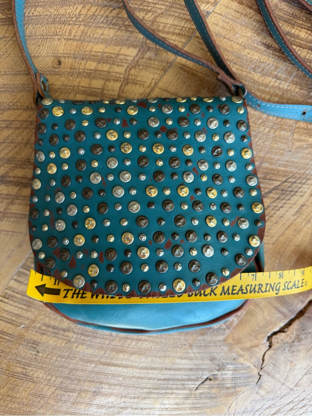 Campomaggi Turquoise Studded Crossbody Bag - Picture 4 of 7
